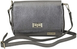 Skórzana torebka damska metalizowana - Srebrna ciemna