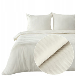 Pościel satynowa w prążki komplet 220X200 Vera kremowy