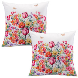 Decodoma Zestaw 2 poszewek na poduszki KOLOROWE KWIATY