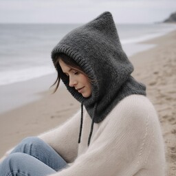 Pakamera Delikatna balaclava kominiarka kaptur czapka alpaka jedwab