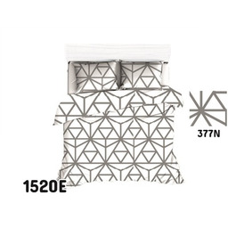 Pościel bawełniana 200x220 Extra biała szara geometryczna