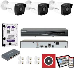 Zestaw do monitoringu IP 3 Kamery 2Mpx Full