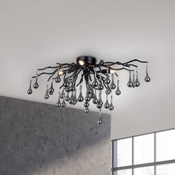 Paul Neuhaus Lampa sufitowa kryształowa Icicle, czarny, salon