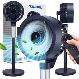 Wentylator Stojący Cyrkulator Zelmer Cichy Oscylacja 3D Timer