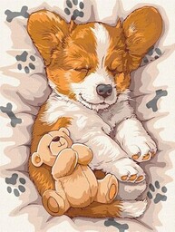 IDEYKA Senny Corgi  malowanie według liczb