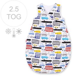 Śpiworek niemowlęcy całoroczny ocieplany 75 cm- autka kolorowe