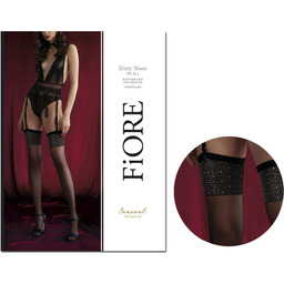 Pończochy Damskie Do Paska W Kropki Manszeta Black