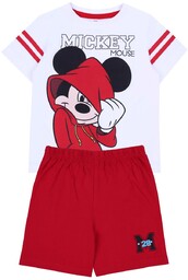 Chłopięca, biało-czerwona piżama z krótkimi spodenkami Myszka Mickey