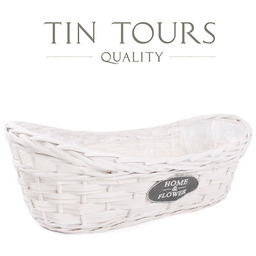 OWALNY KOSZYK WIKLINOWY NA BALKON 45x22x12/16 cm