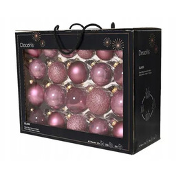 Bombka szklana różowa połysk/mat/brokat (5cm, 6cm, 7cm) 42szt