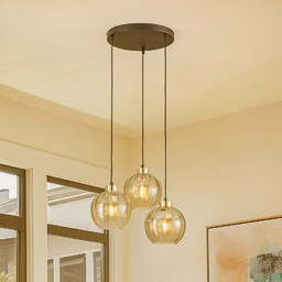 Żyrandol Devi, bursztynowy, 3-punktowy, okrągły Devi TK Lighting,