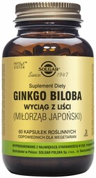 SOLGAR Ginkgo Biloba (Miłorząb Japoński), 60 kapsułek
