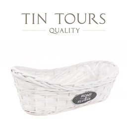 OWALNY KOSZYK WIKLINOWY NA BALKON 40x19x11/14 cm