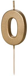 Świeczka cyferka złota - 0 - 1 szt.