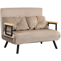 Sofa rozkładana Homcom 102x73x81cm, jasnobrązowa/czarna