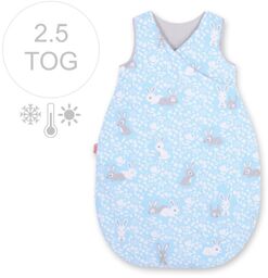 Śpiworek niemowlęcy całoroczny ocieplany 75 cm- króliczki niebieskie