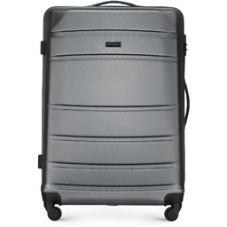 Duża walizka z ABS-u żłobiona szara