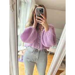 Pakamera Moherowy kardigan mgiełka z ozdobnymi biżuteryjnymi guzikami