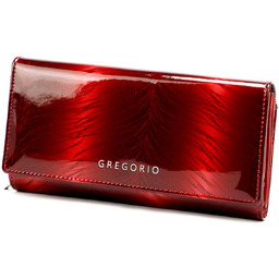 Lakierowany duży Skórzany damski portfel Gregorio