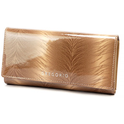 Lakierowany duży Skórzany damski portfel Gregorio