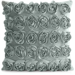 Poszewka welwetowa miętowa zdobiona różami JA222-03