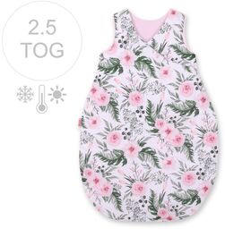 Śpiworek niemowlęcy całoroczny ocieplany 75 cm- peonie różowe
