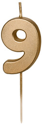 Świeczka cyferka złota - 9 - 1 szt.