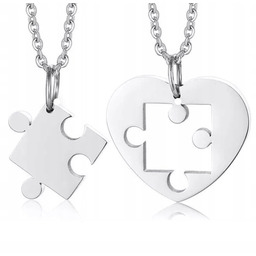 DWA NASZYJNIKI DLA PAR PUZZLE SERCE MATCH