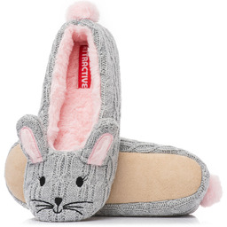 Szare myszki kapcie damskie balerinki domowe z ażurkową