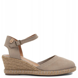 Verbenas Espadryle Skórzane na Koturnie Beżowe MALENA-SERTAN-PIE r.36