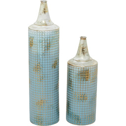 Deco 79 Metalowy wazon wysoki, zestaw 2 szt.,