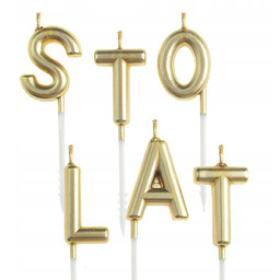 ŚWIECZKI URODZINOWE NA TORT ZŁOTY NAPIS STO LAT