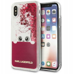 Etui iPhone X różowe Liquid Glitter Karl Lagerfeld