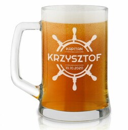 Kufel szklany do piwa z grawerem dla kapitana