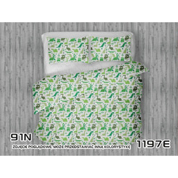 Extrapościel Pościel bawełniana 90x120 1197E biała Dinozaury zielone