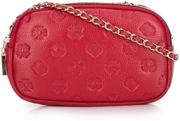 Damska crossbody ze skóry na łańcuszku malinowa