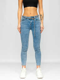 Niebieskie spodnie jeansowe damskie Denley LA693