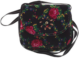 Torebka góralska folk słowiańska filc tybet czarna 13x12