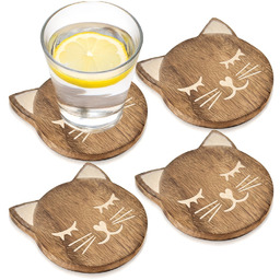 Podstawki pod kubek drewniane MANGO 10x11cm 4 szt.