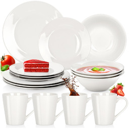 Zestaw serwis obiadowy porcelanowy biały 16 el.