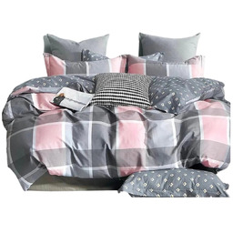 Pościel 140x200 Dwustronna Bawełna Satynowa Collection World Krata