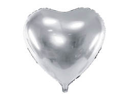Balon foliowy Serce srebrne - 61 cm -