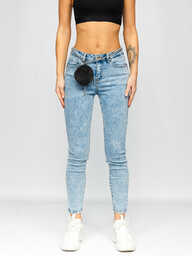 Błękitne spodnie jeansowe damskie Denley LA692