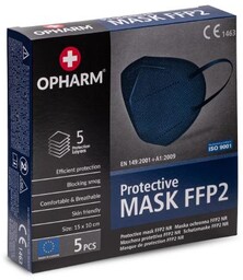 OPHARM Maska Ochronna FFP2 granatowa, 5szt.