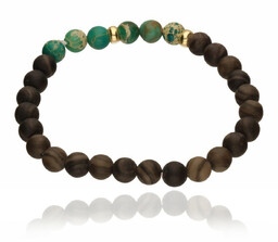 Delikatna srebrna bransoletka kamień jaspis bronzyt kulki srebro