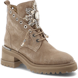 Alma En Pena Beżowe Botki Eleganckie Obuwie Damskie