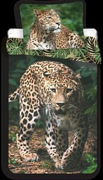 Jerry Fabrics Pościel bawełniana 140x200 Leopard Lampart pantera