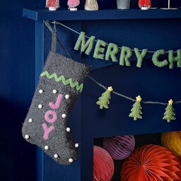 Ginger Ray Świąteczna radość filcowa i pomponowa pończocha