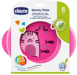 Chicco Podgrzewany talerz 6m+-różowy do karmienia, trzy kolory