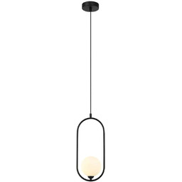 Lampa wisząca czarna metalowa z kulistym kloszem PND-3965-1-BK